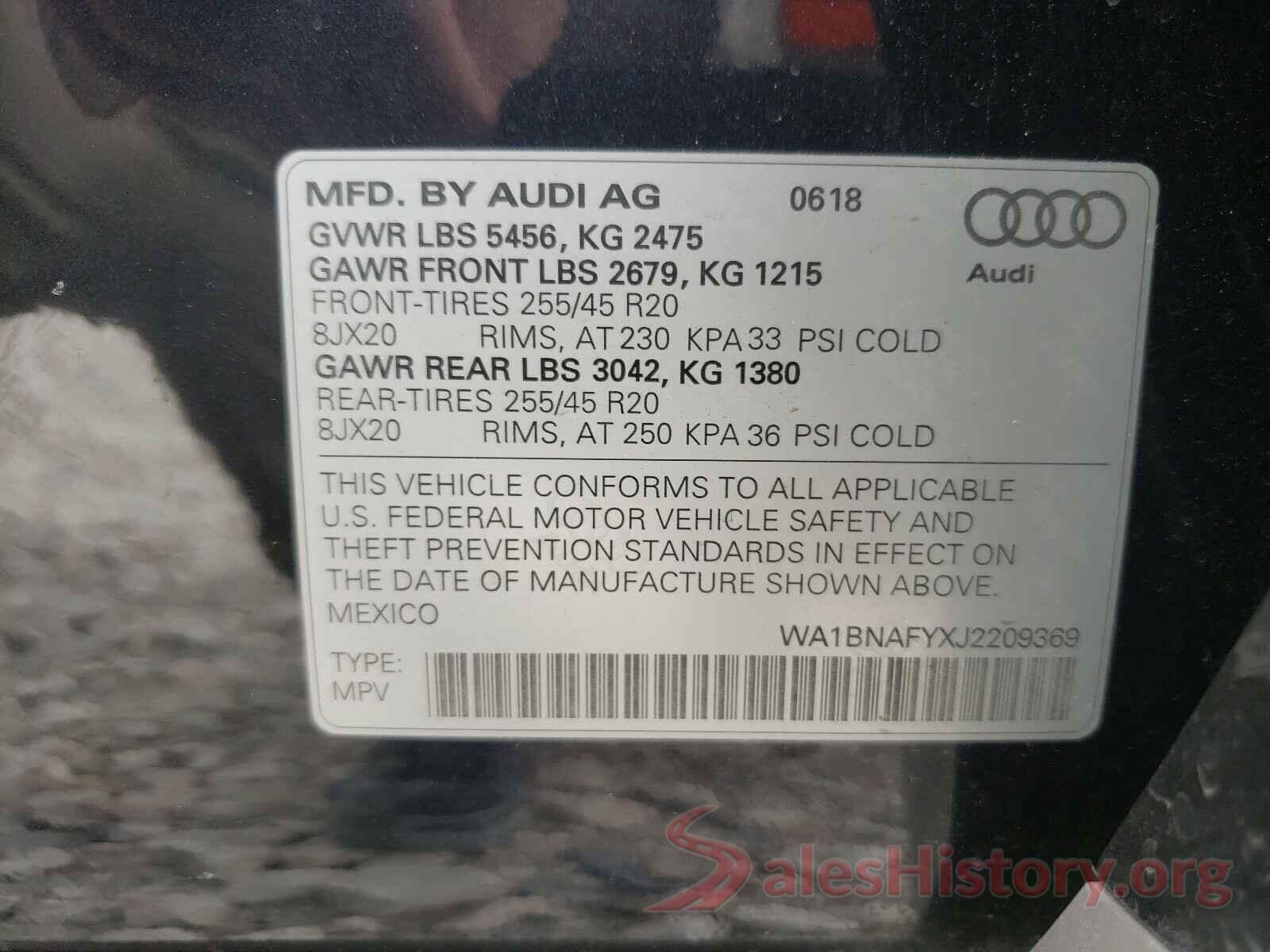 WA1BNAFYXJ2209369 2018 AUDI Q5