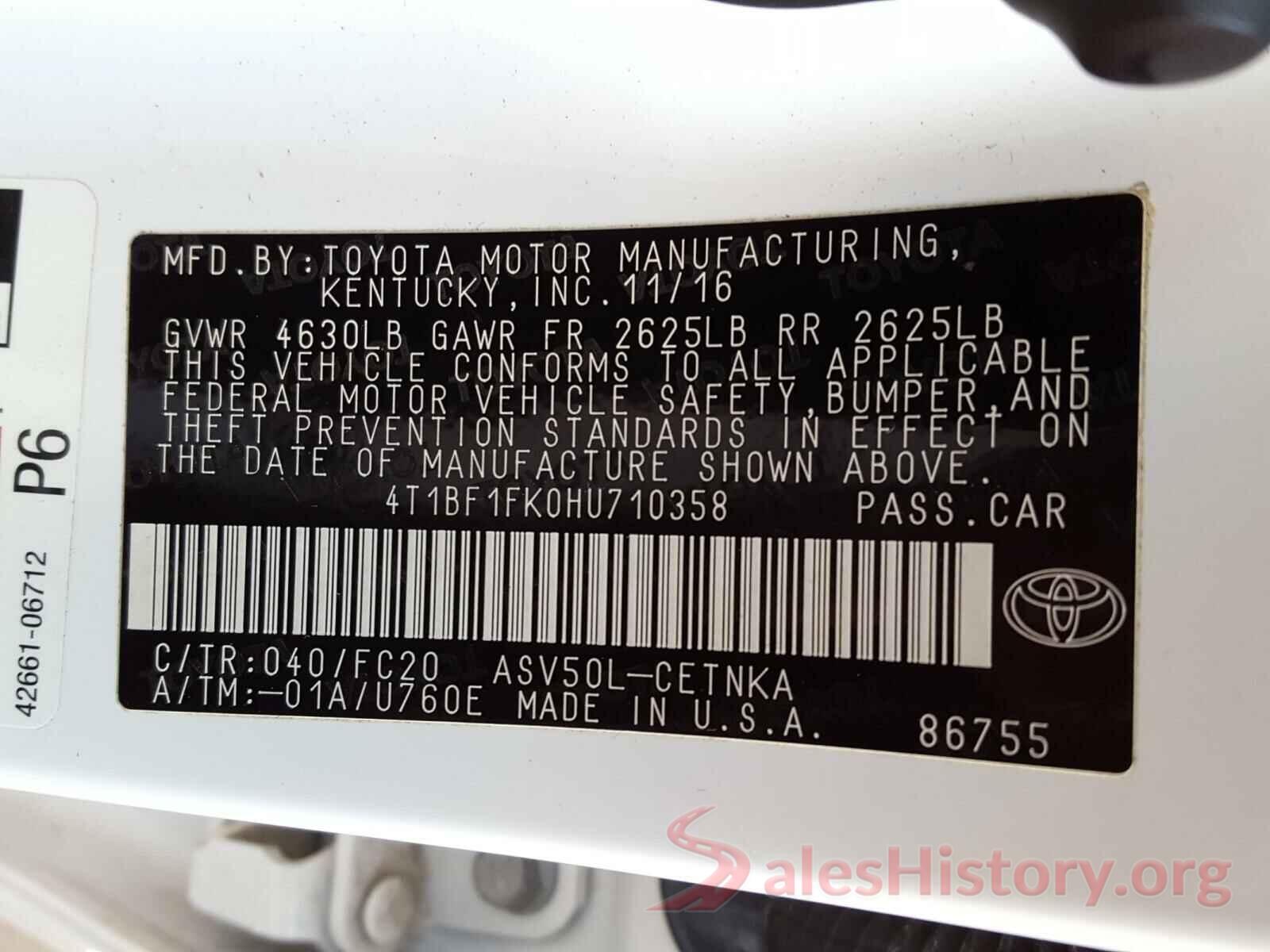 4T1BF1FK0HU710358 2017 TOYOTA CAMRY