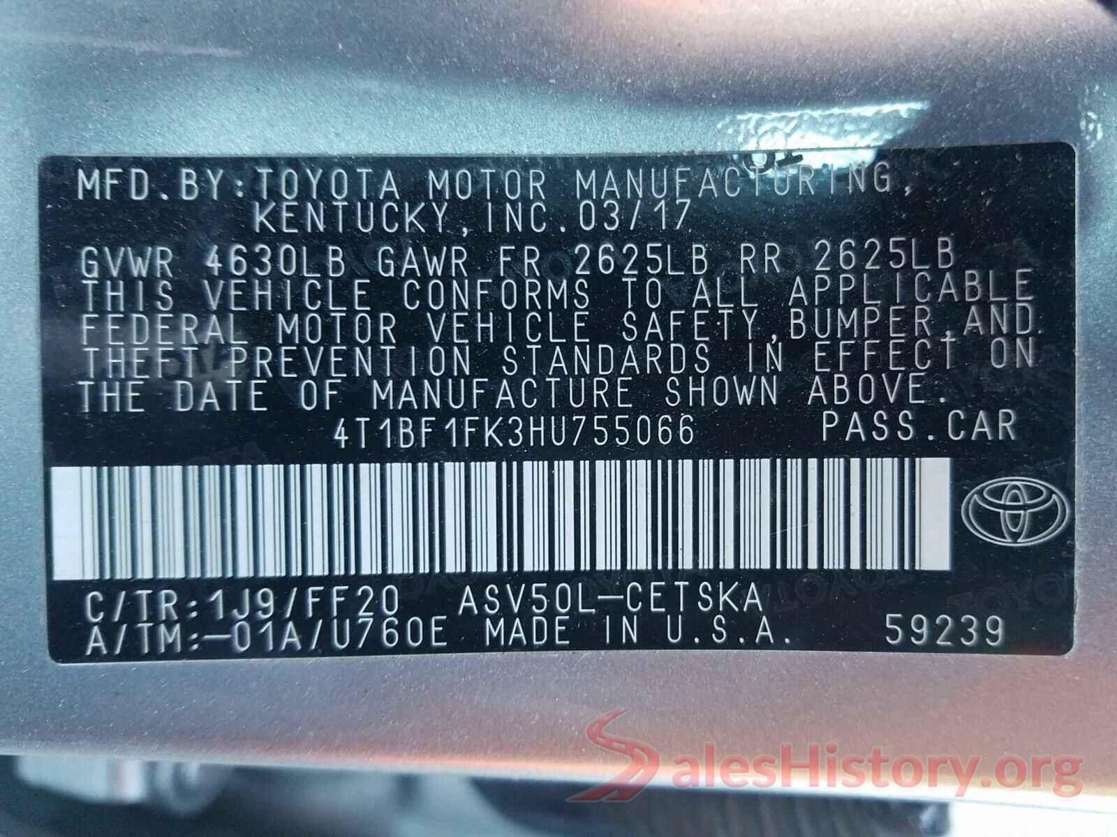 4T1BF1FK3HU755066 2017 TOYOTA CAMRY