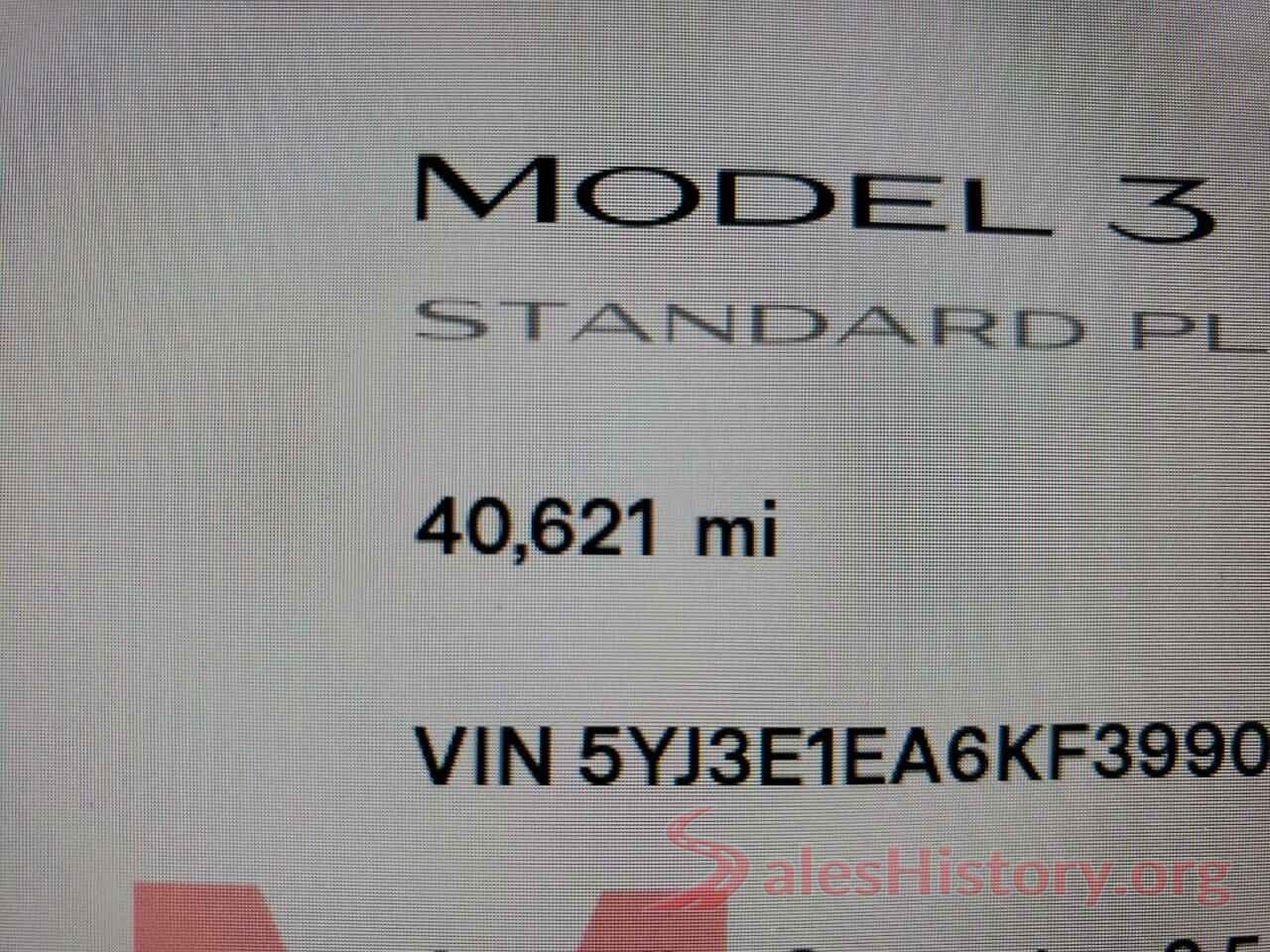 5YJ3E1EA6KF399071 2019 TESLA MODEL 3