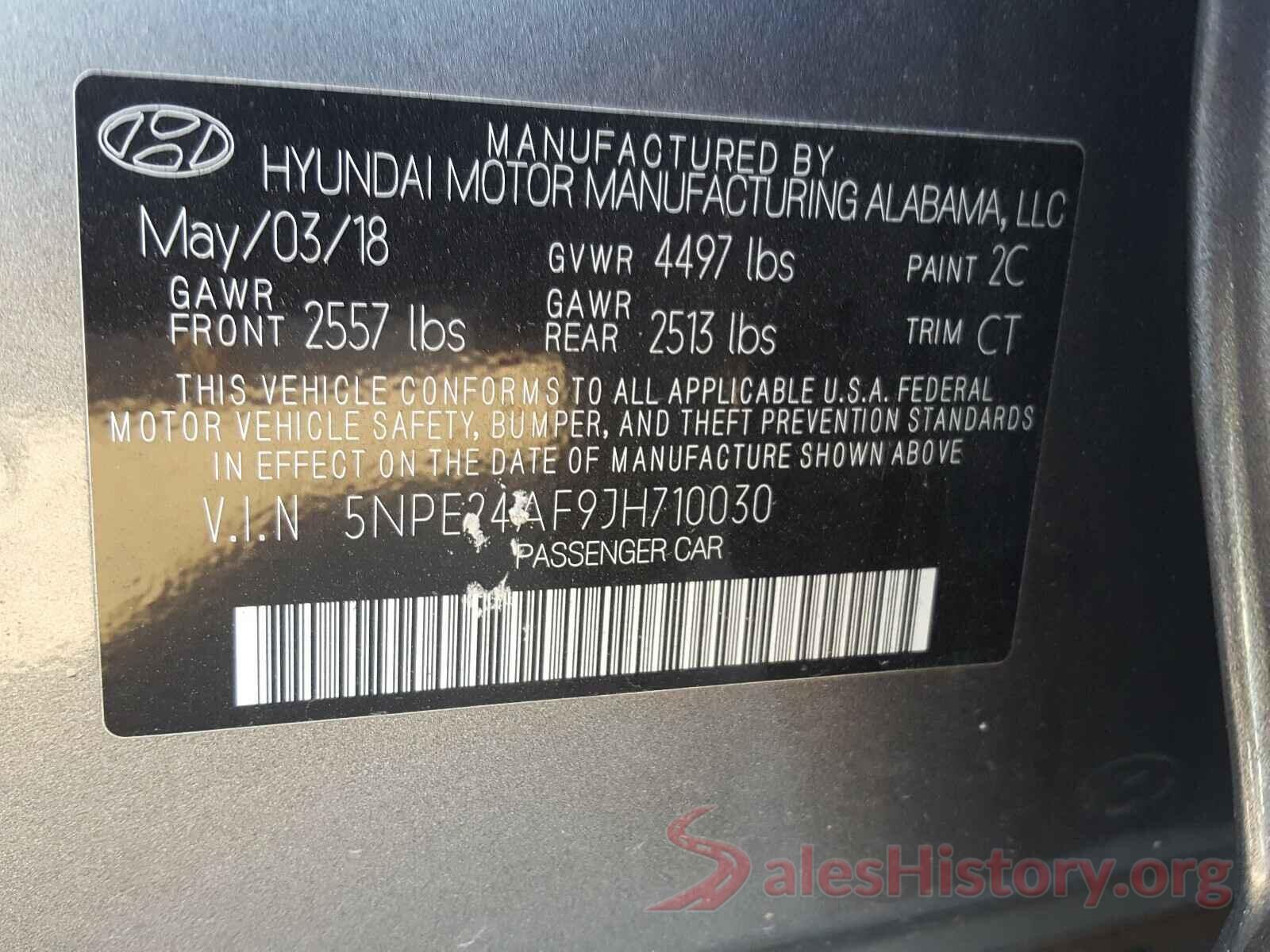 5NPE24AF9JH710030 2018 HYUNDAI SONATA