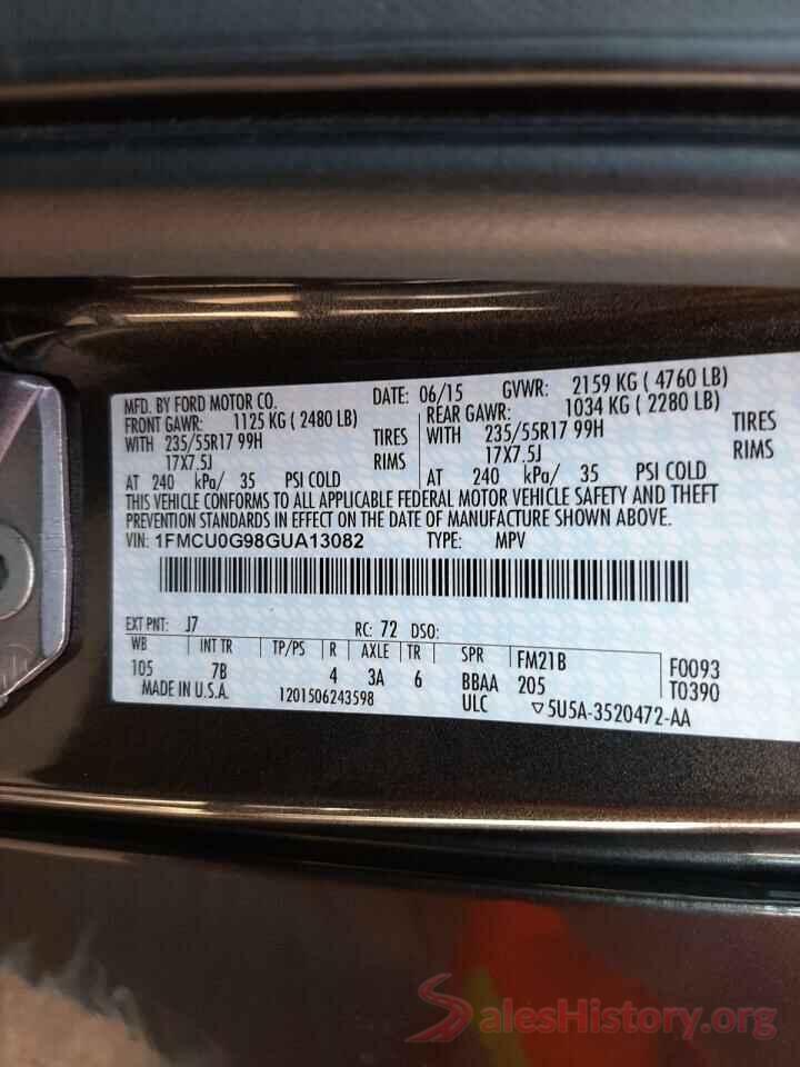 1FMCU0G98GUA13082 2016 FORD ESCAPE