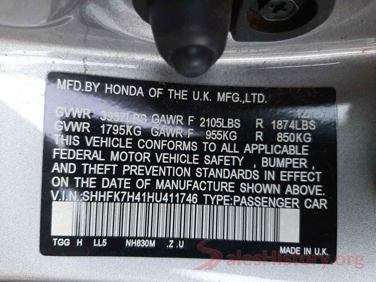 SHHFK7H41HU411746 2017 HONDA CIVIC