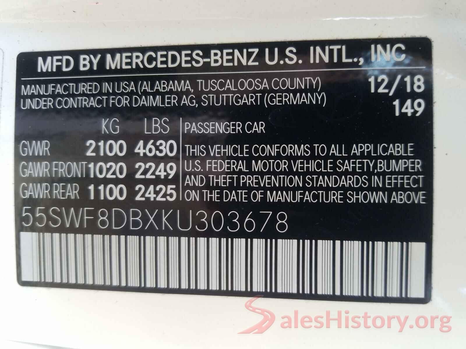 55SWF8DBXKU303678 2019 MERCEDES-BENZ C CLASS