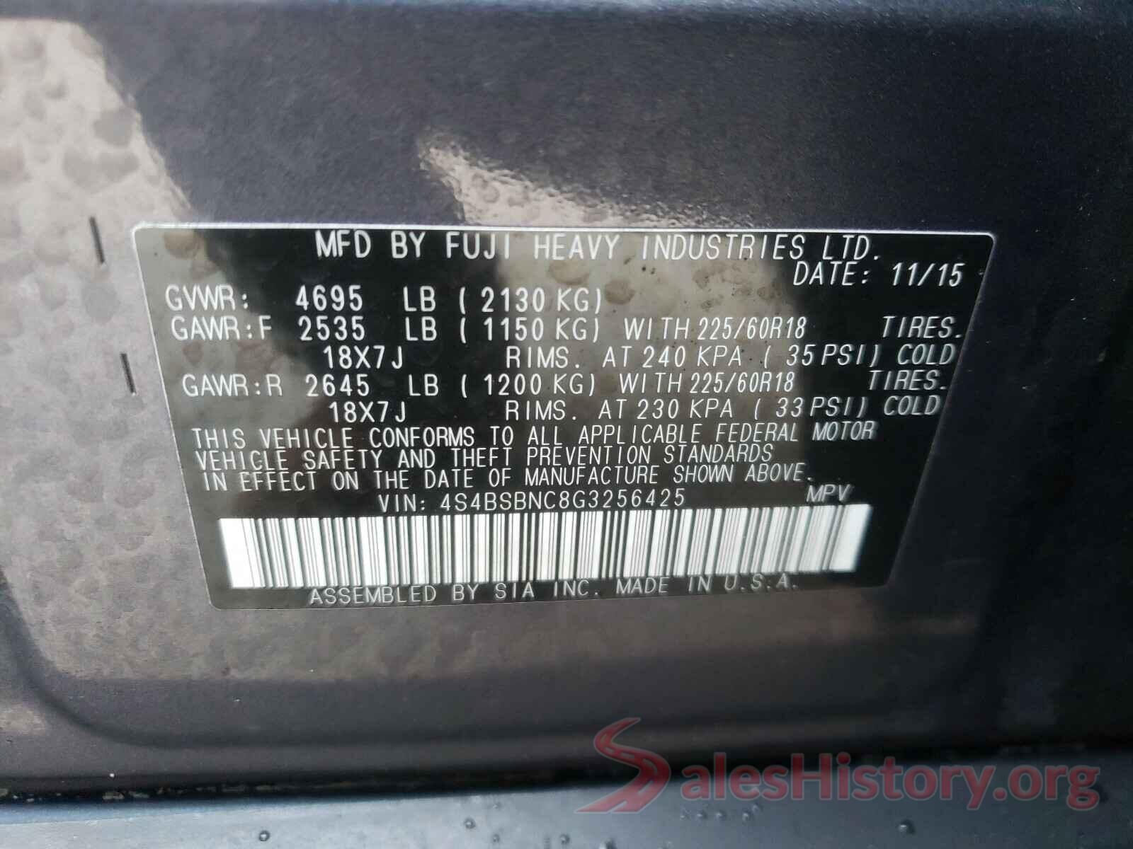 4S4BSBNC8G3256425 2016 SUBARU OUTBACK