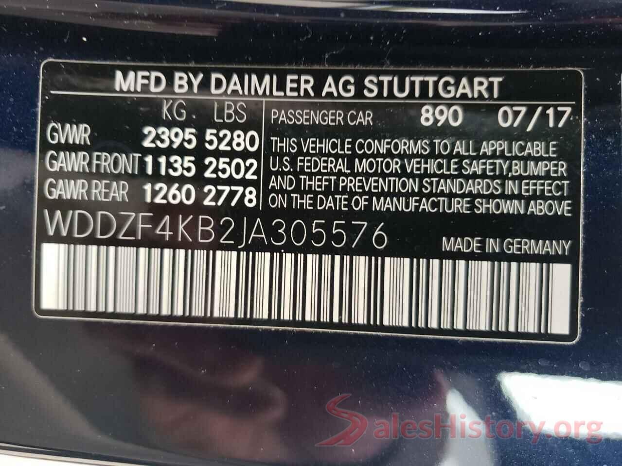 WDDZF4KB2JA305576 2018 MERCEDES-BENZ E-CLASS