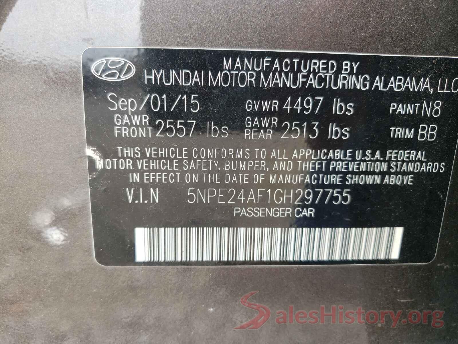 5NPE24AF1GH297755 2016 HYUNDAI SONATA