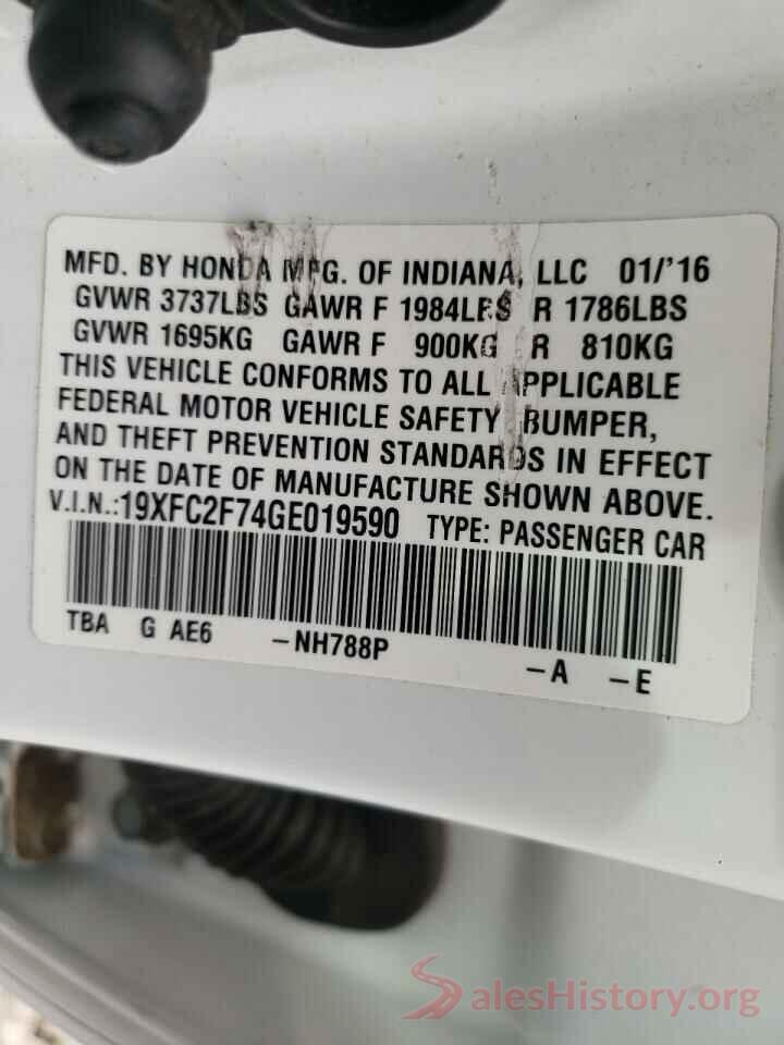 19XFC2F74GE019590 2016 HONDA CIVIC