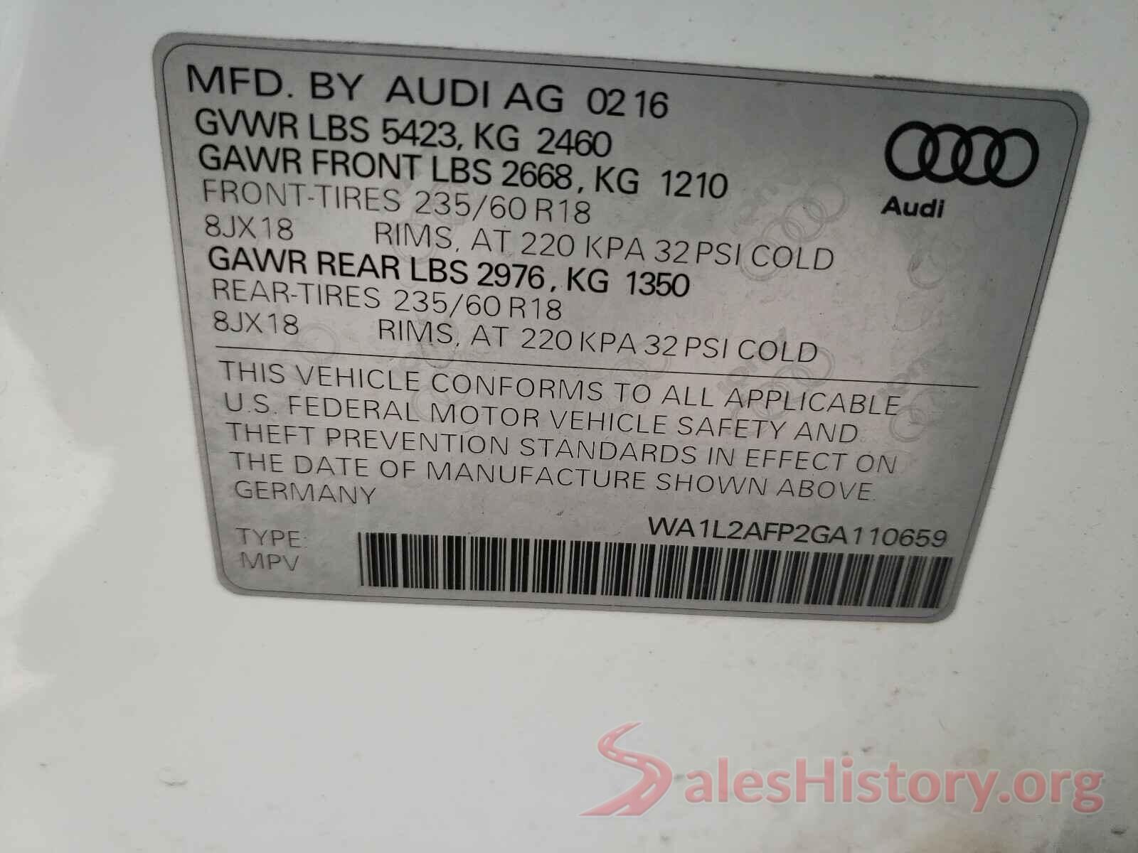 WA1L2AFP2GA110659 2016 AUDI Q5