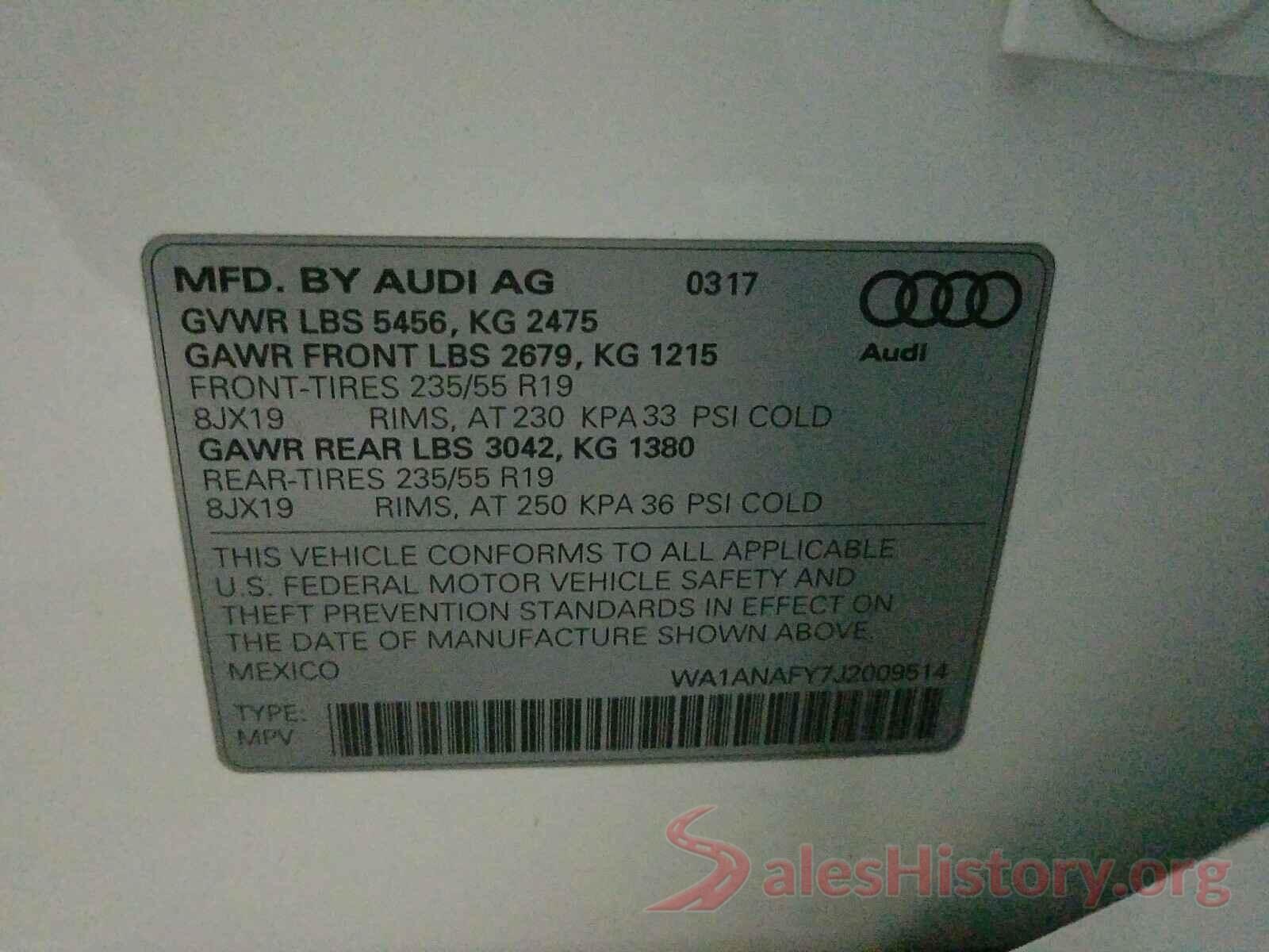 WA1ANAFY7J2009514 2018 AUDI Q5