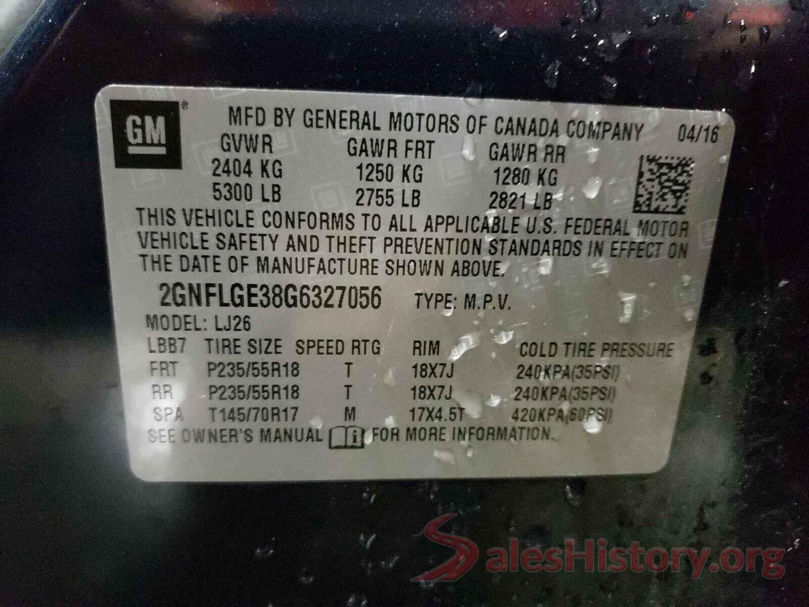 2GNFLGE38G6327056 2016 CHEVROLET EQUINOX