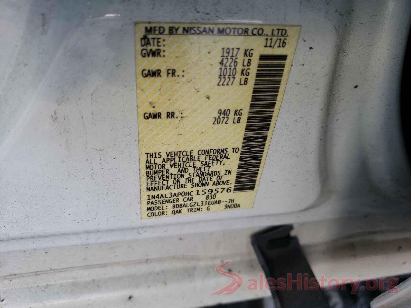 1N4AL3AP0HC159576 2017 NISSAN ALTIMA