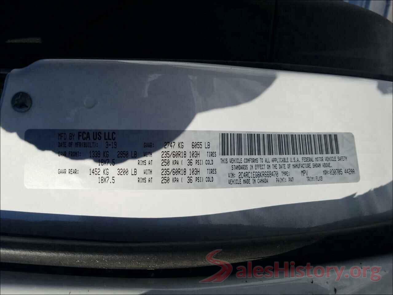 2C4RC1EG6KR668470 2019 CHRYSLER PACIFICA