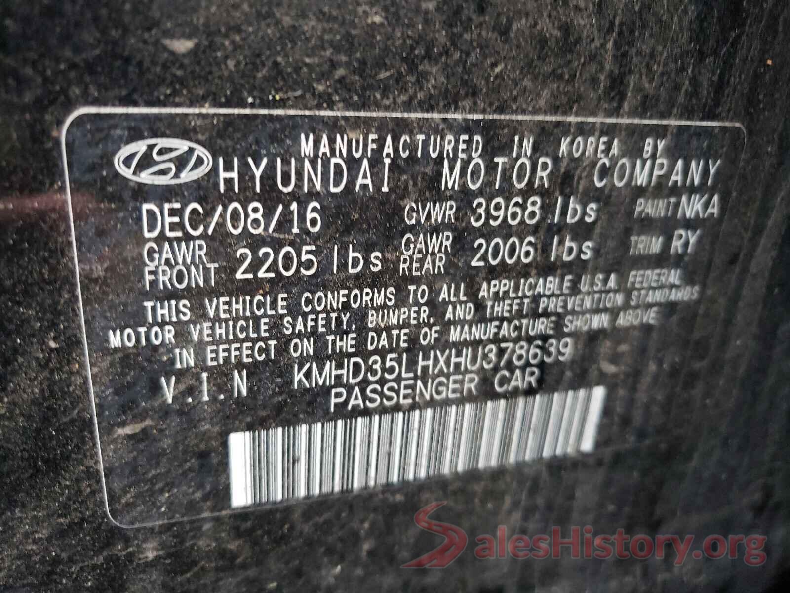 KMHD35LHXHU378639 2017 HYUNDAI ELANTRA