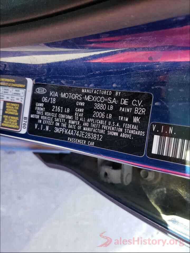 3KPFK4A74JE283812 2018 KIA FORTE