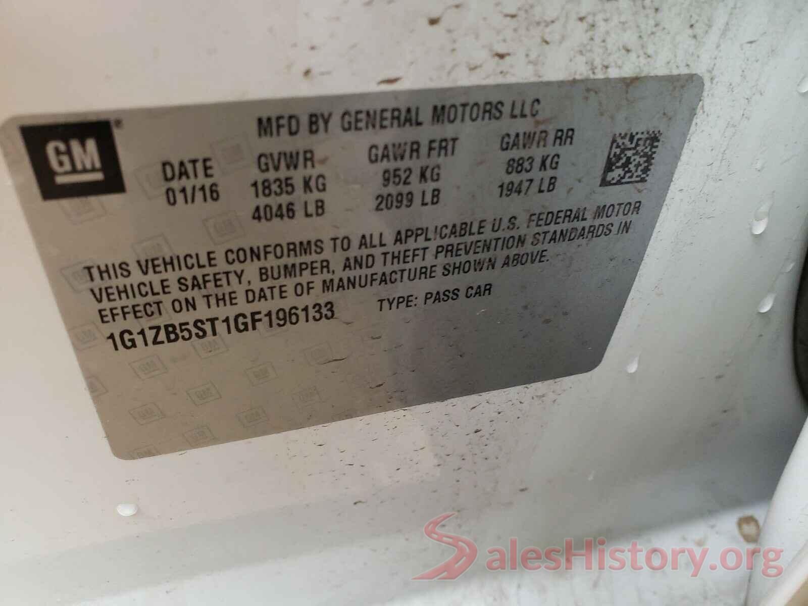 1G1ZB5ST1GF196133 2016 CHEVROLET MALIBU