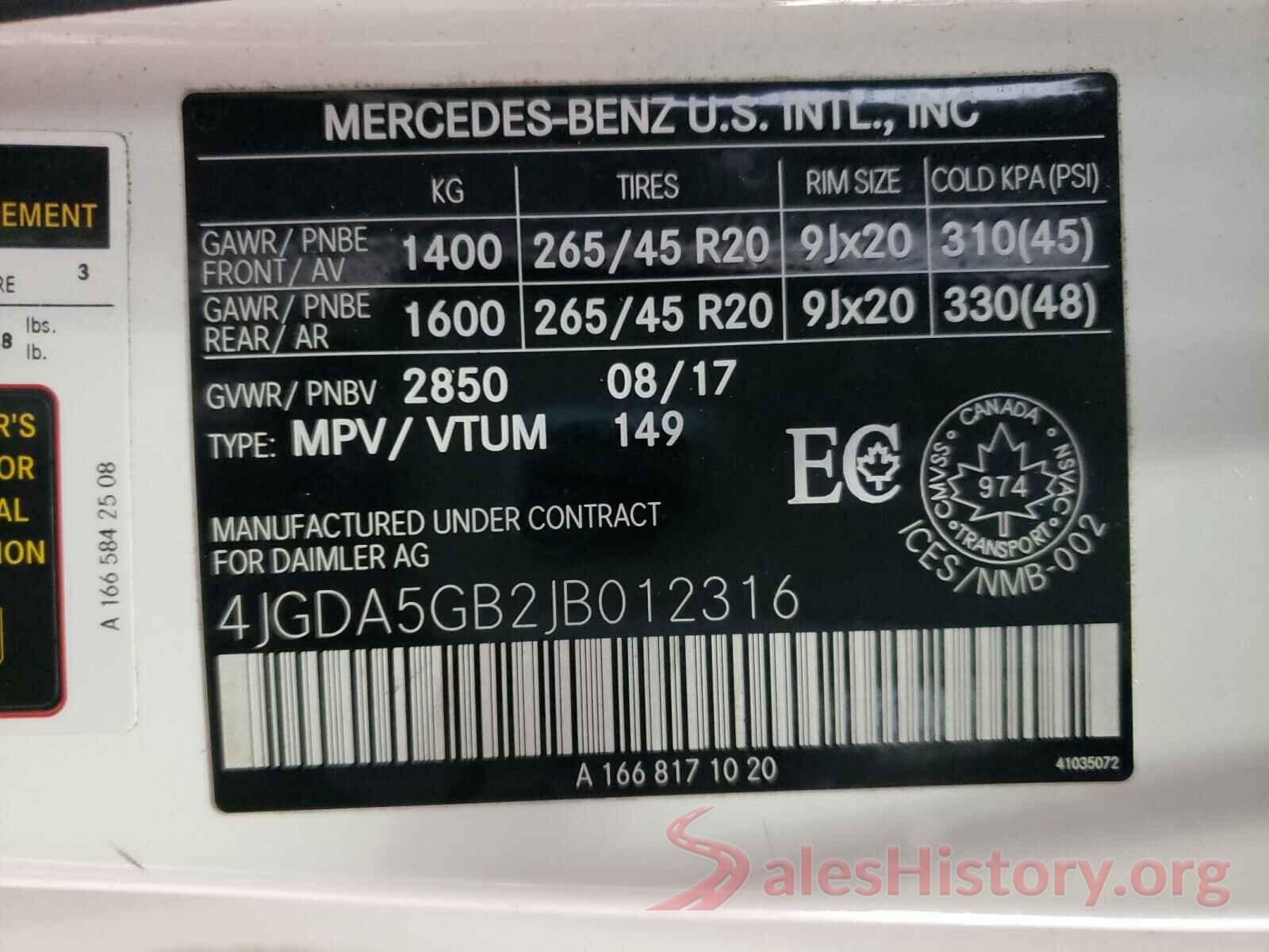 4JGDA5GB2JB012316 2018 MERCEDES-BENZ G CLASS