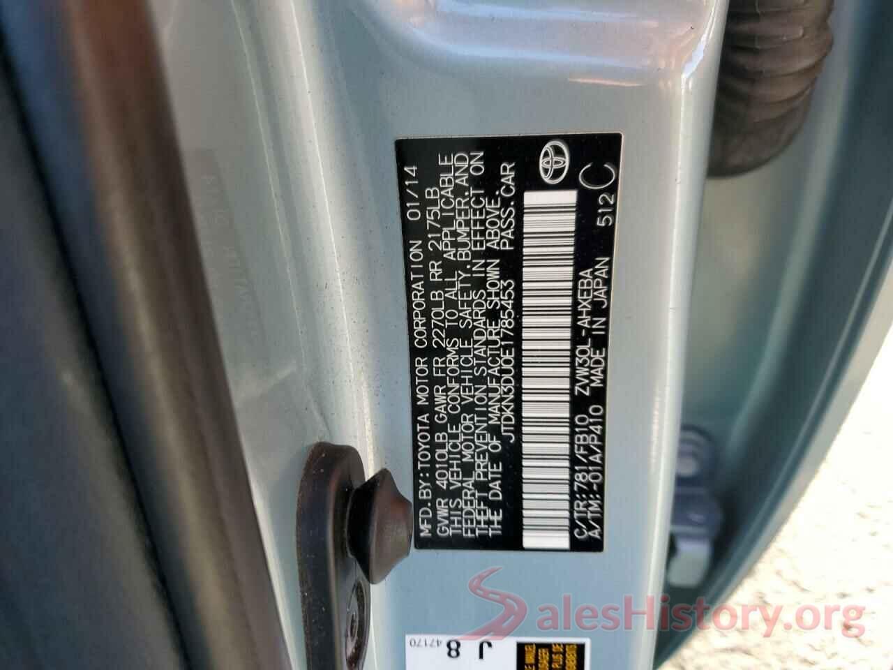 JTDKN3DU0E1785453 2014 TOYOTA PRIUS