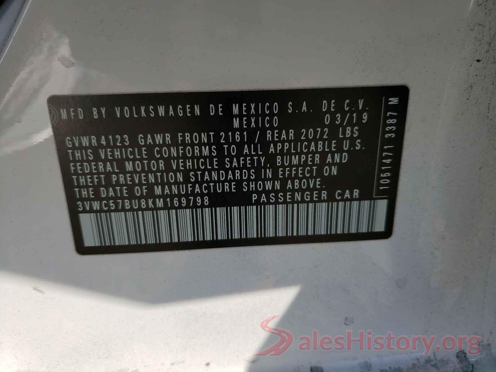 3VWC57BU8KM169798 2019 VOLKSWAGEN JETTA