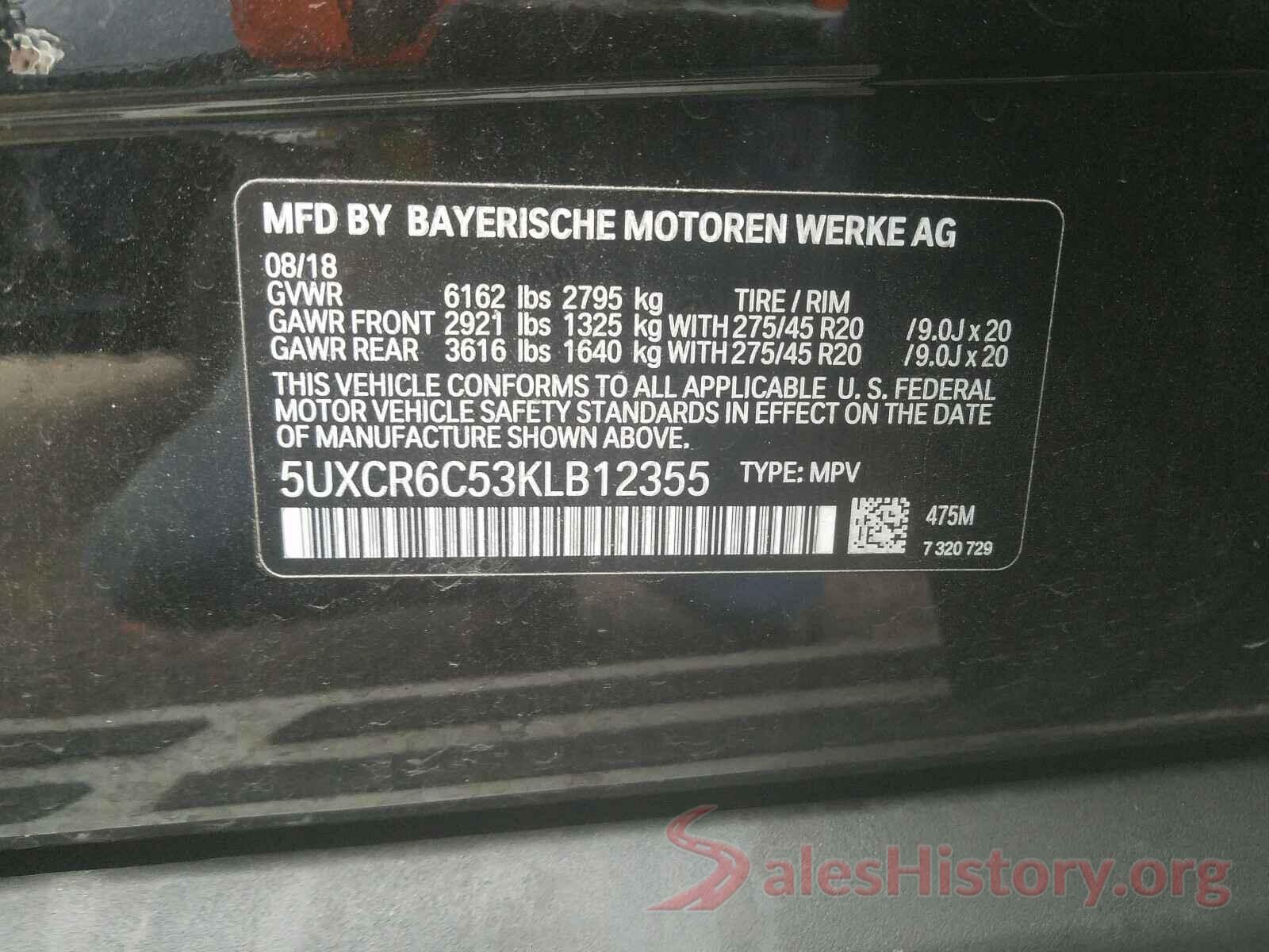 5UXCR6C53KLB12355 2019 BMW X5