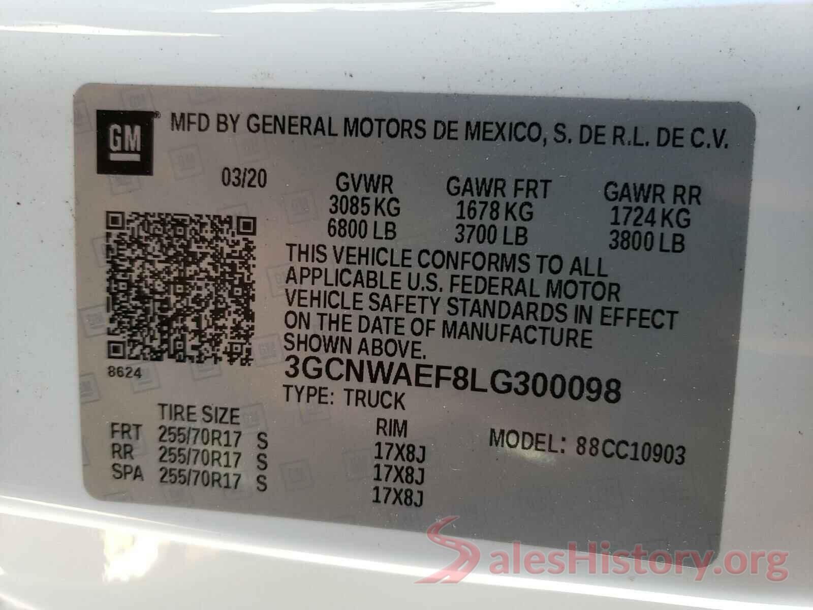 3GCNWAEF8LG300098 2020 CHEVROLET SILVERADO