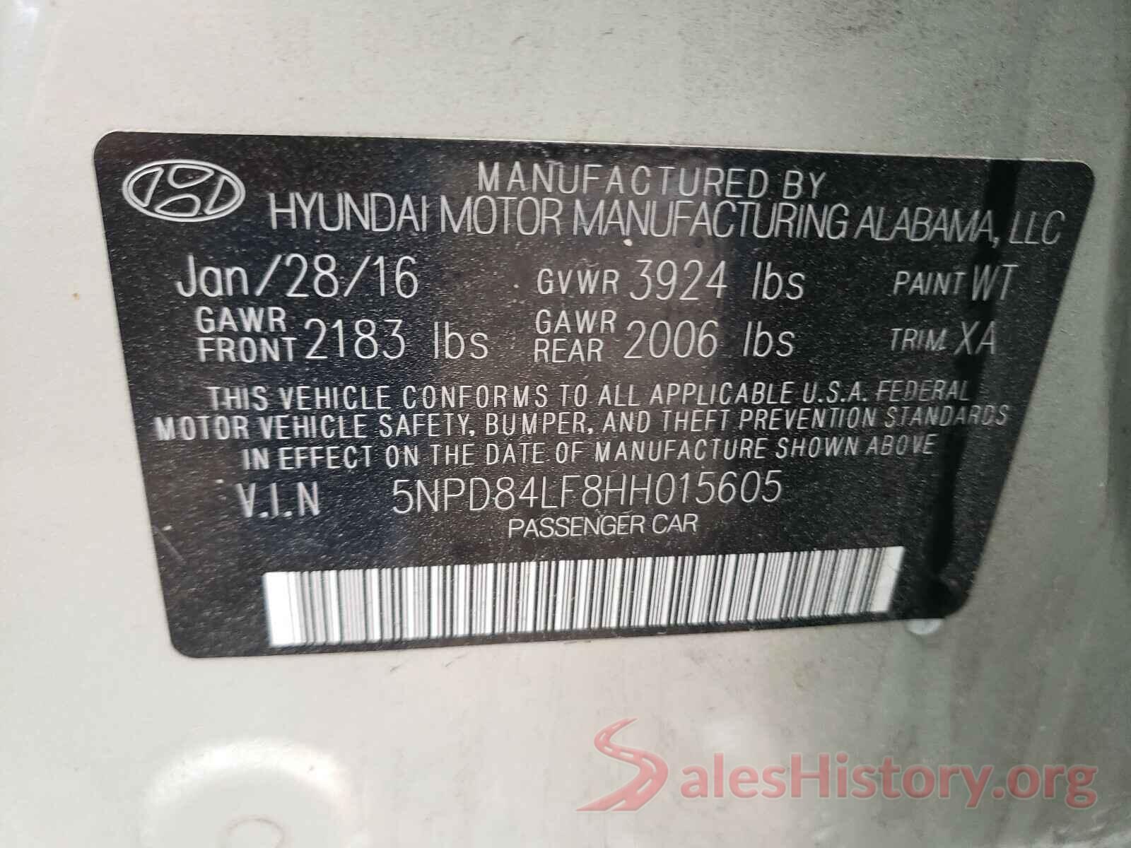 5NPD84LF8HH015605 2017 HYUNDAI ELANTRA