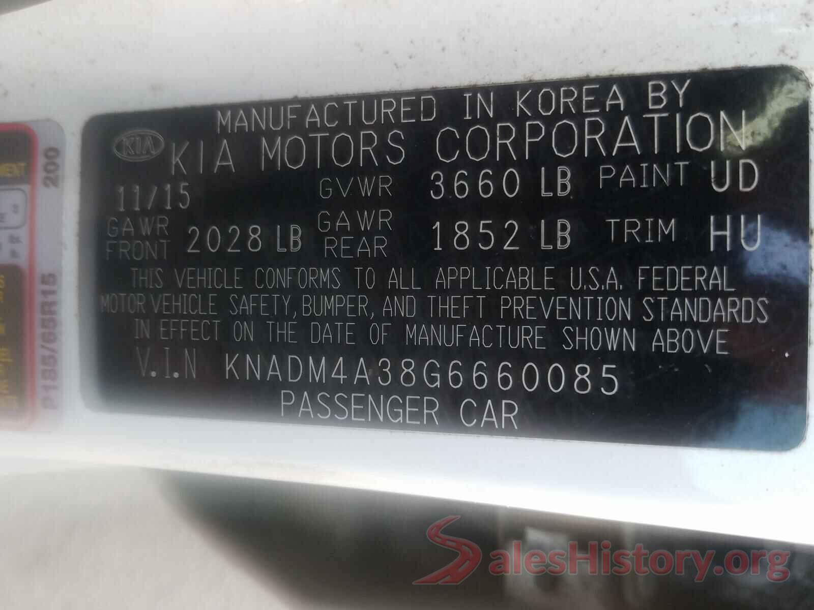 KNADM4A38G6660085 2016 KIA RIO