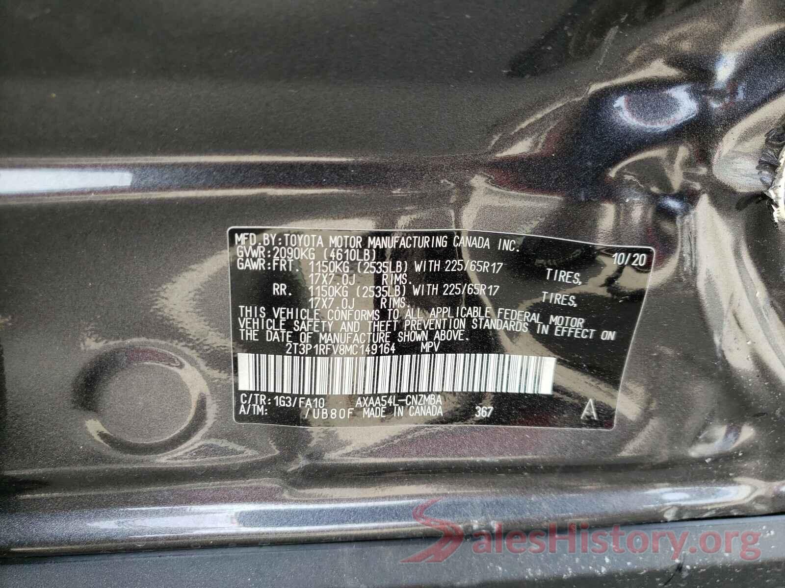 2T3P1RFV8MC149164 2021 TOYOTA RAV4