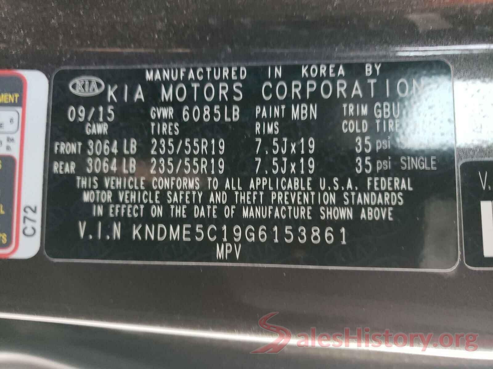 KNDME5C19G6153861 2016 KIA SEDONA