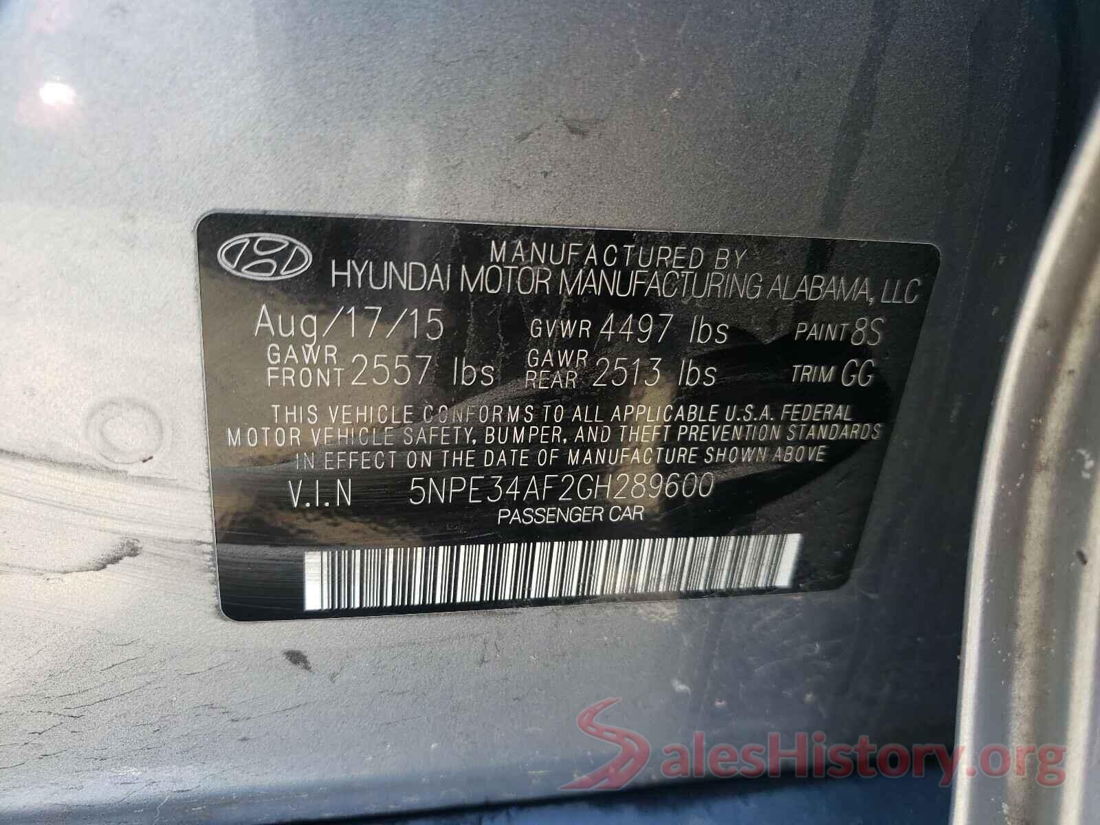 5NPE34AF2GH289600 2016 HYUNDAI SONATA