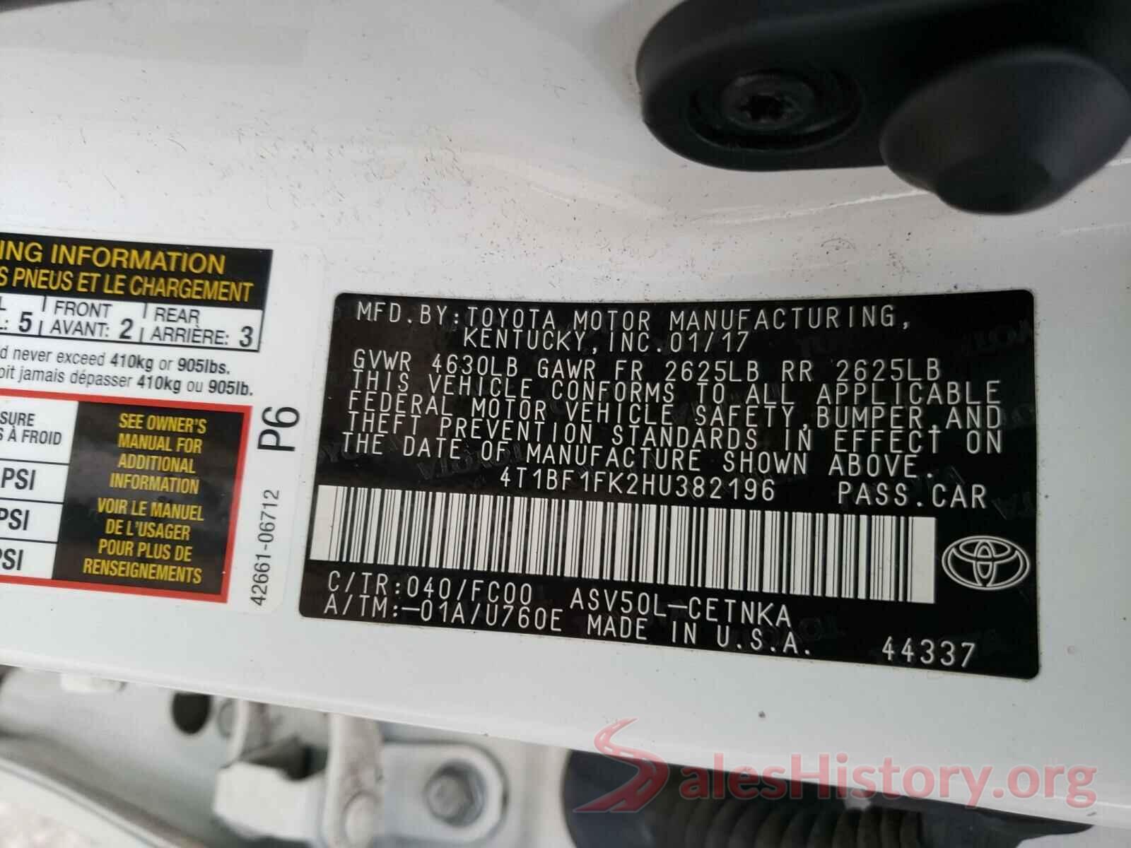 4T1BF1FK2HU382196 2017 TOYOTA CAMRY