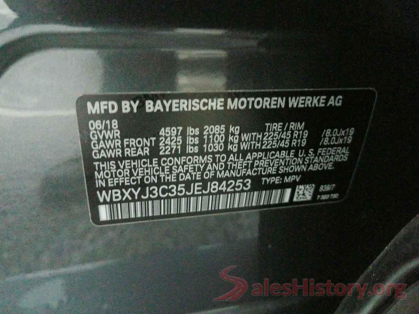 WBXYJ3C35JEJ84253 2018 BMW X2