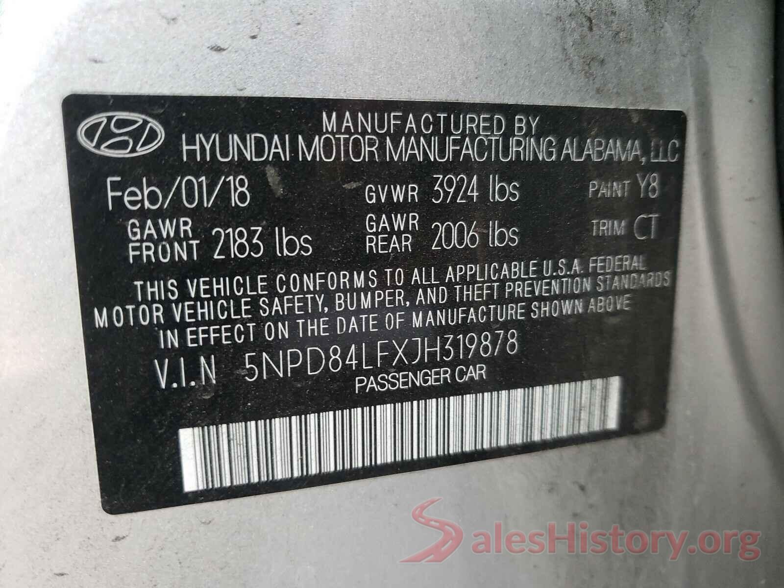 5NPD84LFXJH319878 2018 HYUNDAI ELANTRA