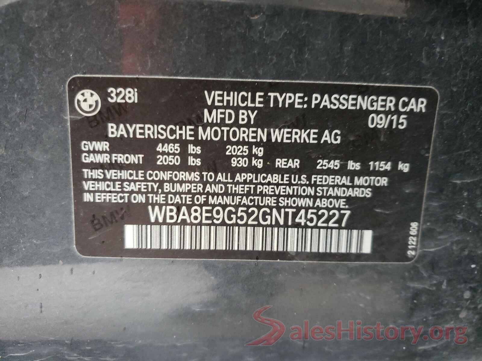 WBA8E9G52GNT45227 2016 BMW 3 SERIES