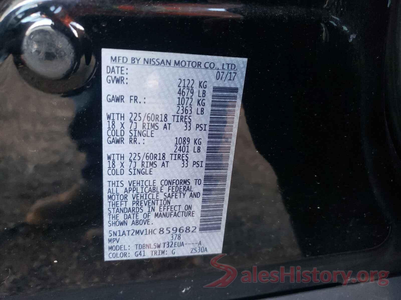 5N1AT2MV1HC859682 2017 NISSAN ROGUE