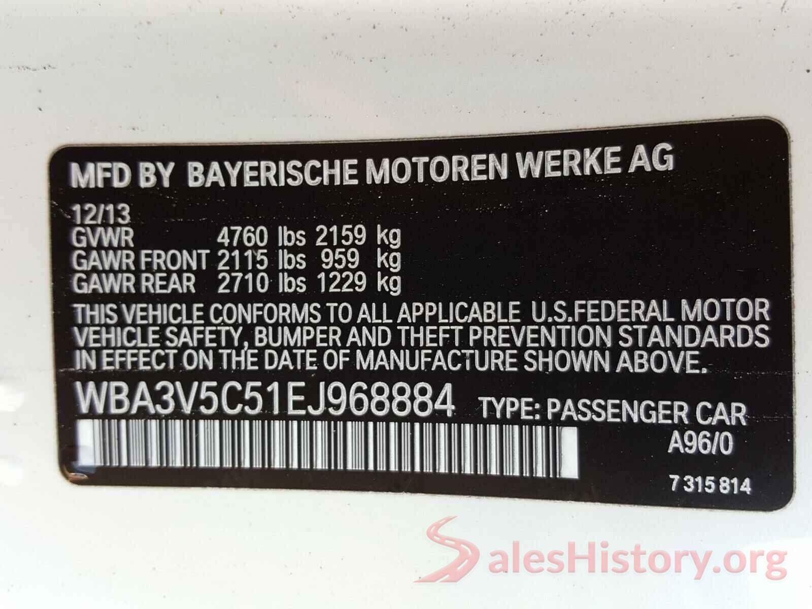 WBA3V5C51EJ968884 2014 BMW 4 SERIES