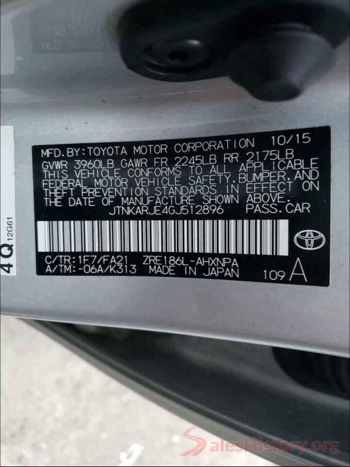 JTNKARJE4GJ512896 2016 TOYOTA SCION