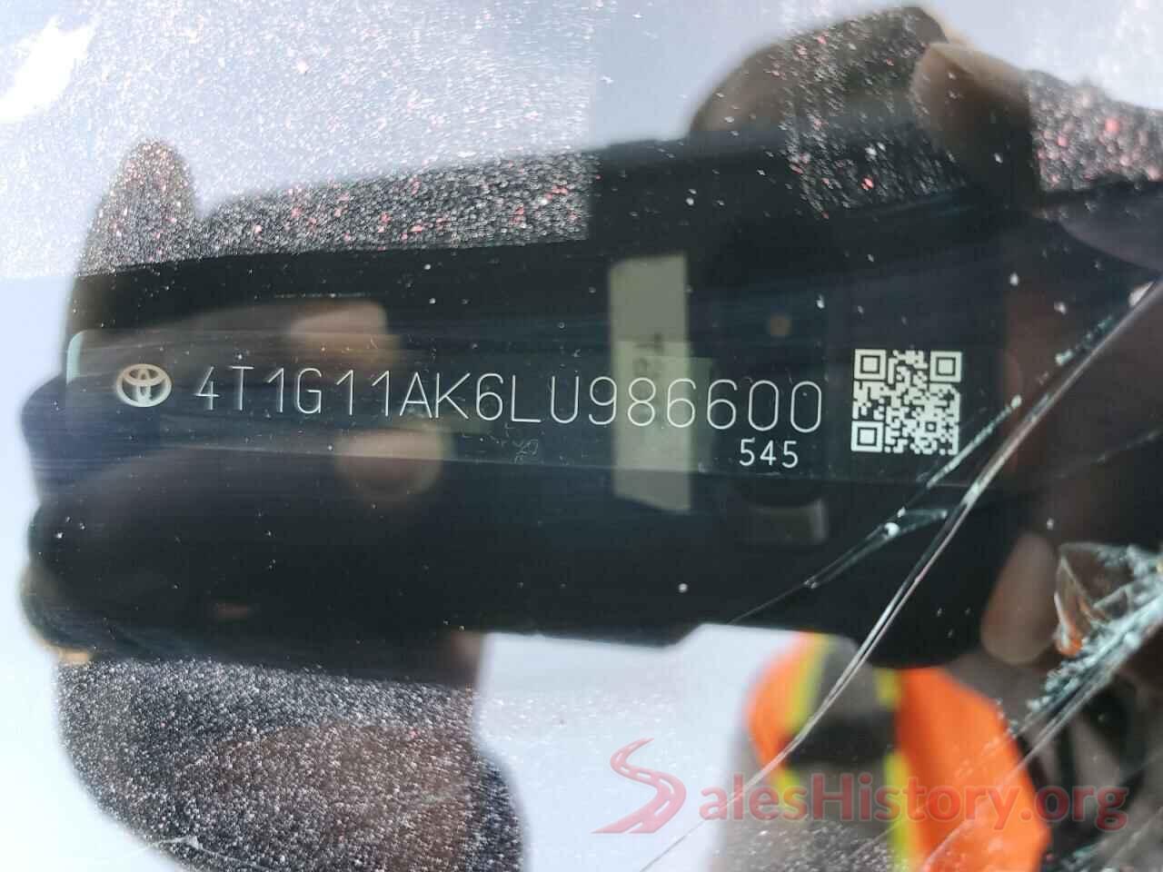 4T1G11AK6LU986600 2020 TOYOTA CAMRY