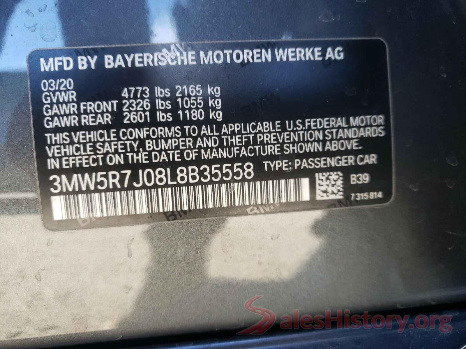 3MW5R7J08L8B35558 2020 BMW 3 SERIES