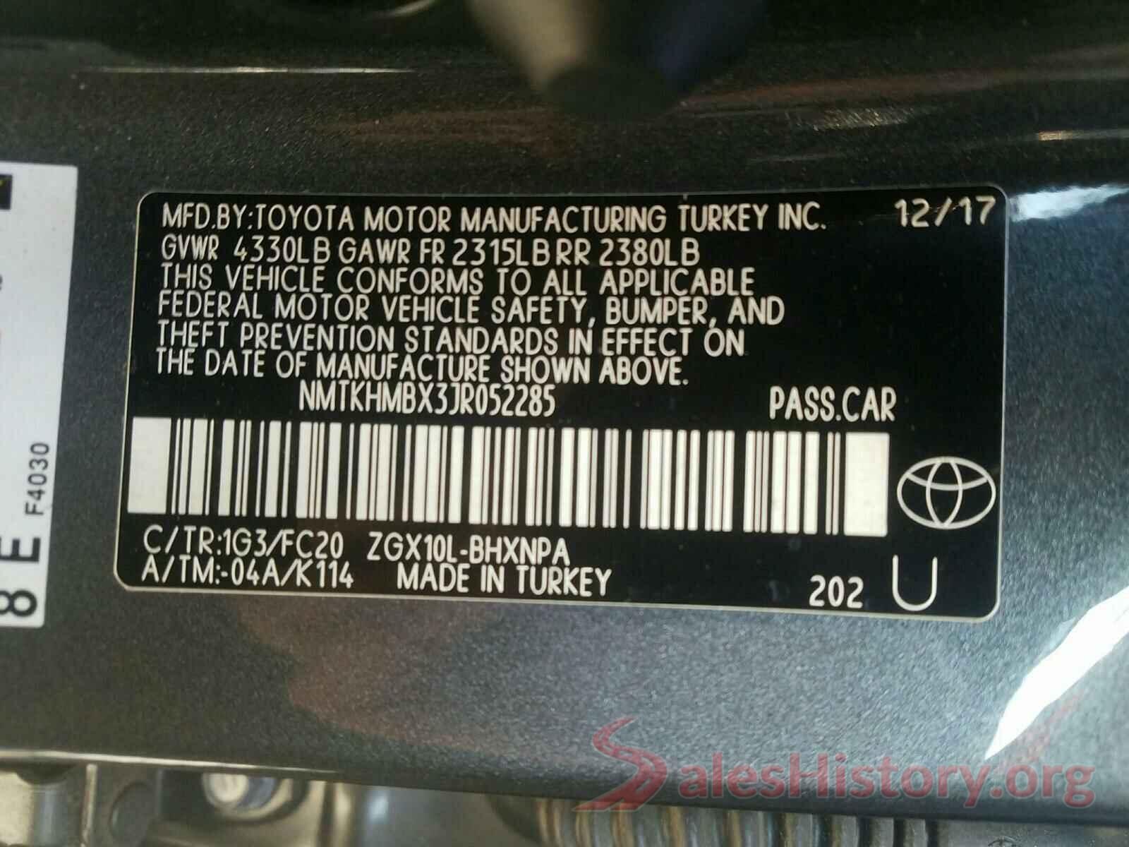 NMTKHMBX3JR052285 2018 TOYOTA C-HR