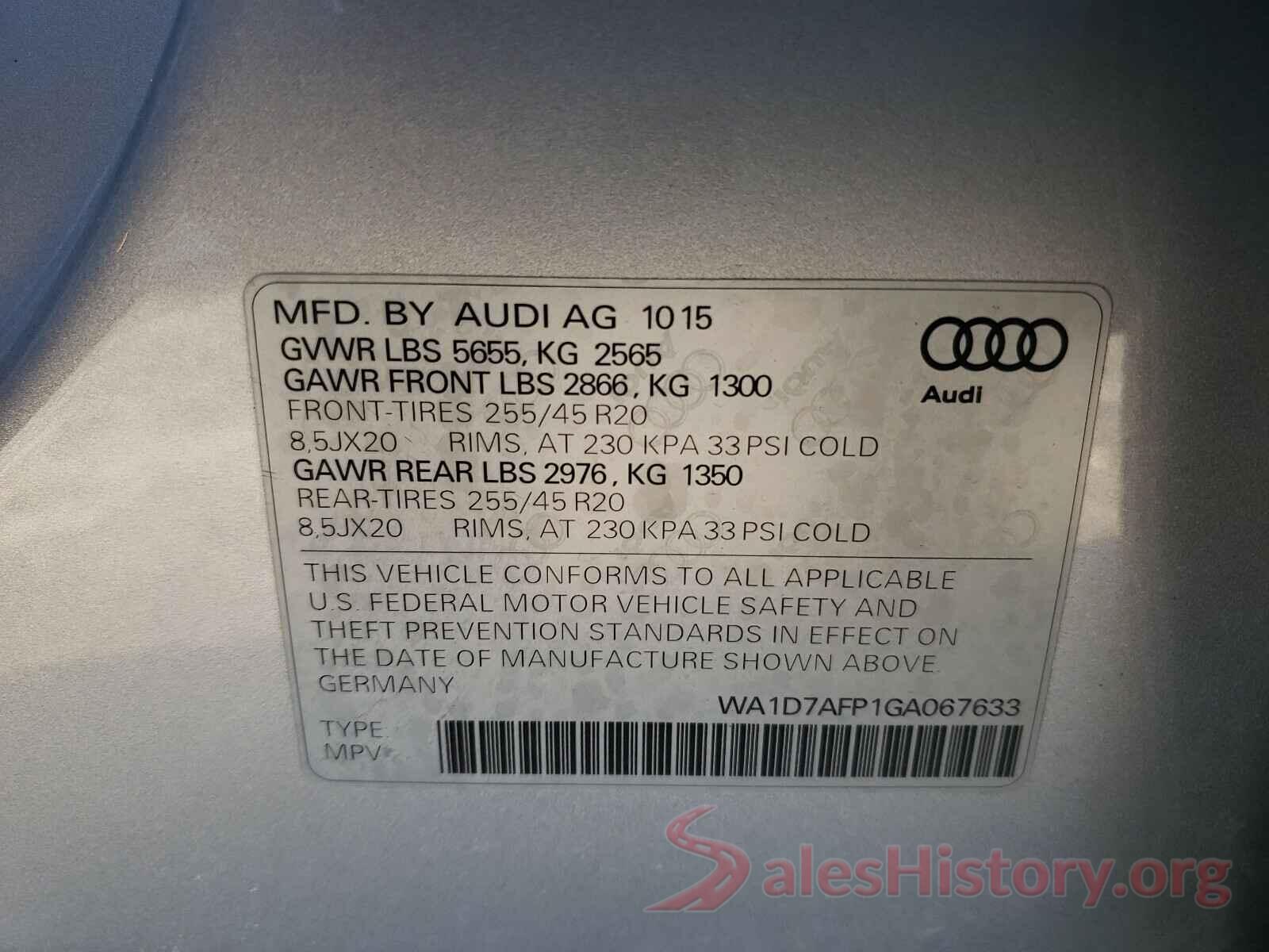 WA1D7AFP1GA067633 2016 AUDI Q5