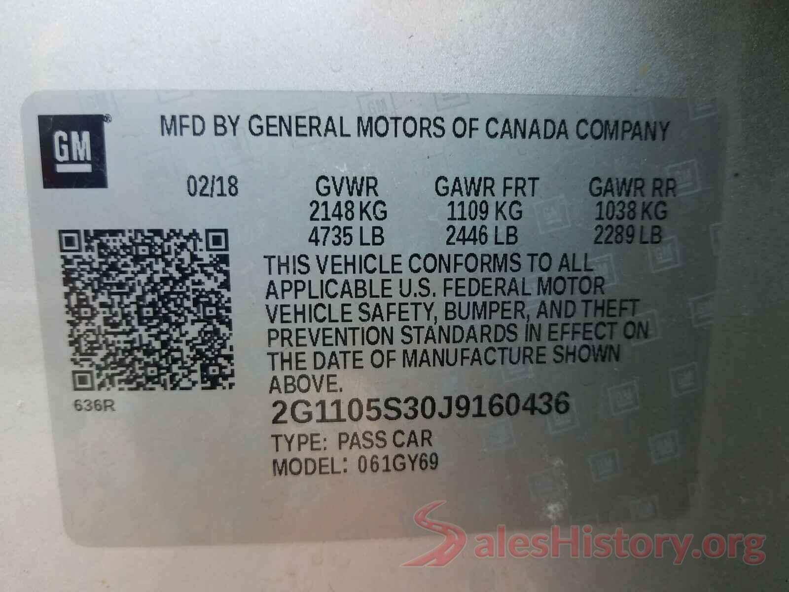 2G1105S30J9160436 2018 CHEVROLET IMPALA