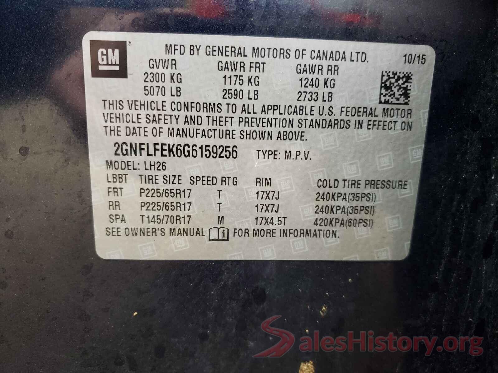 2GNFLFEK6G6159256 2016 CHEVROLET EQUINOX