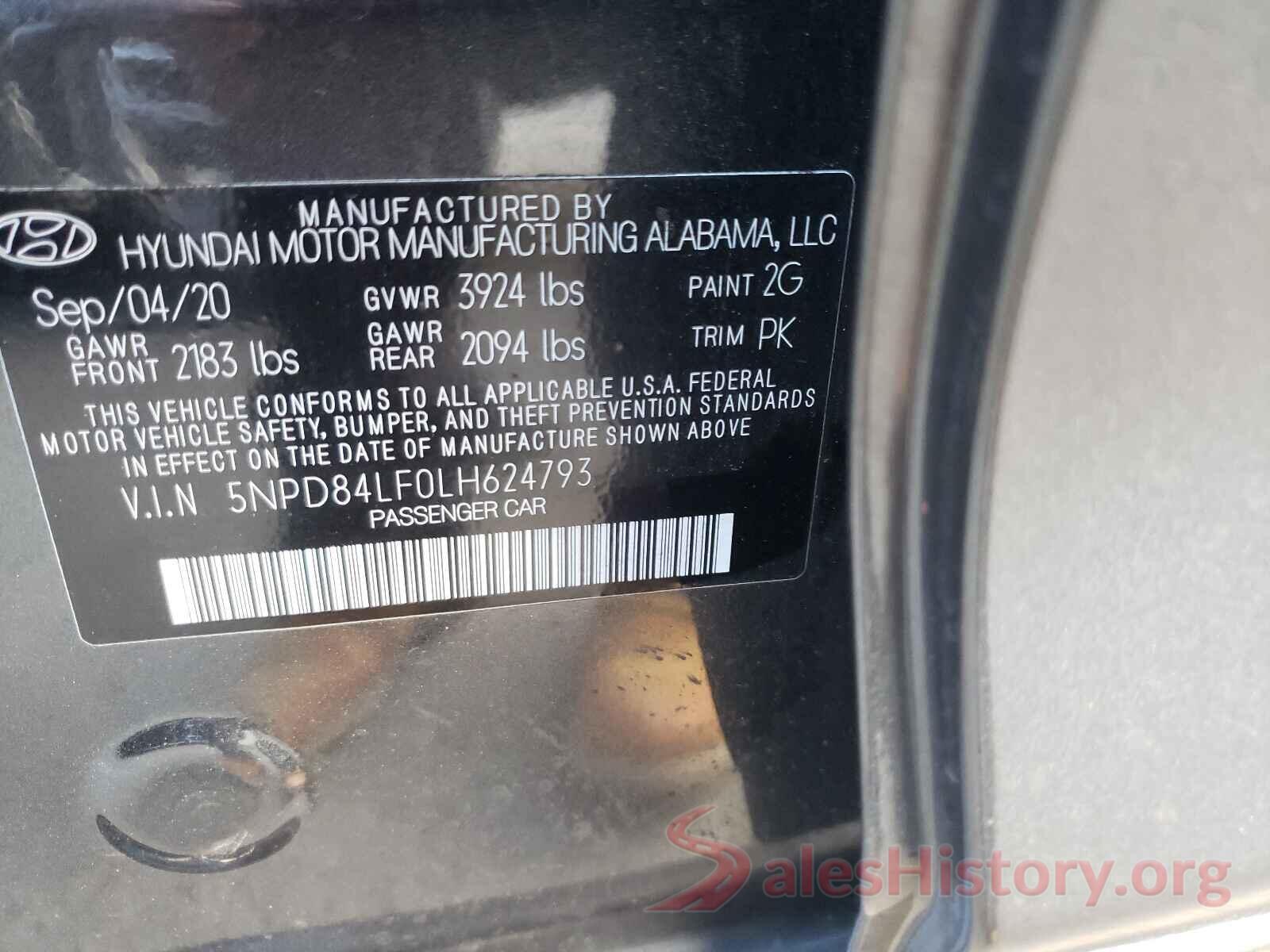 5NPD84LF0LH624793 2020 HYUNDAI ELANTRA