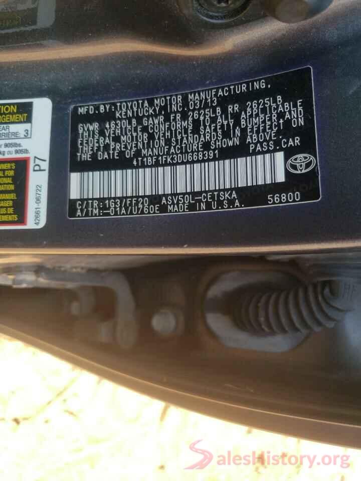 4T1BF1FK3DU668391 2013 TOYOTA CAMRY