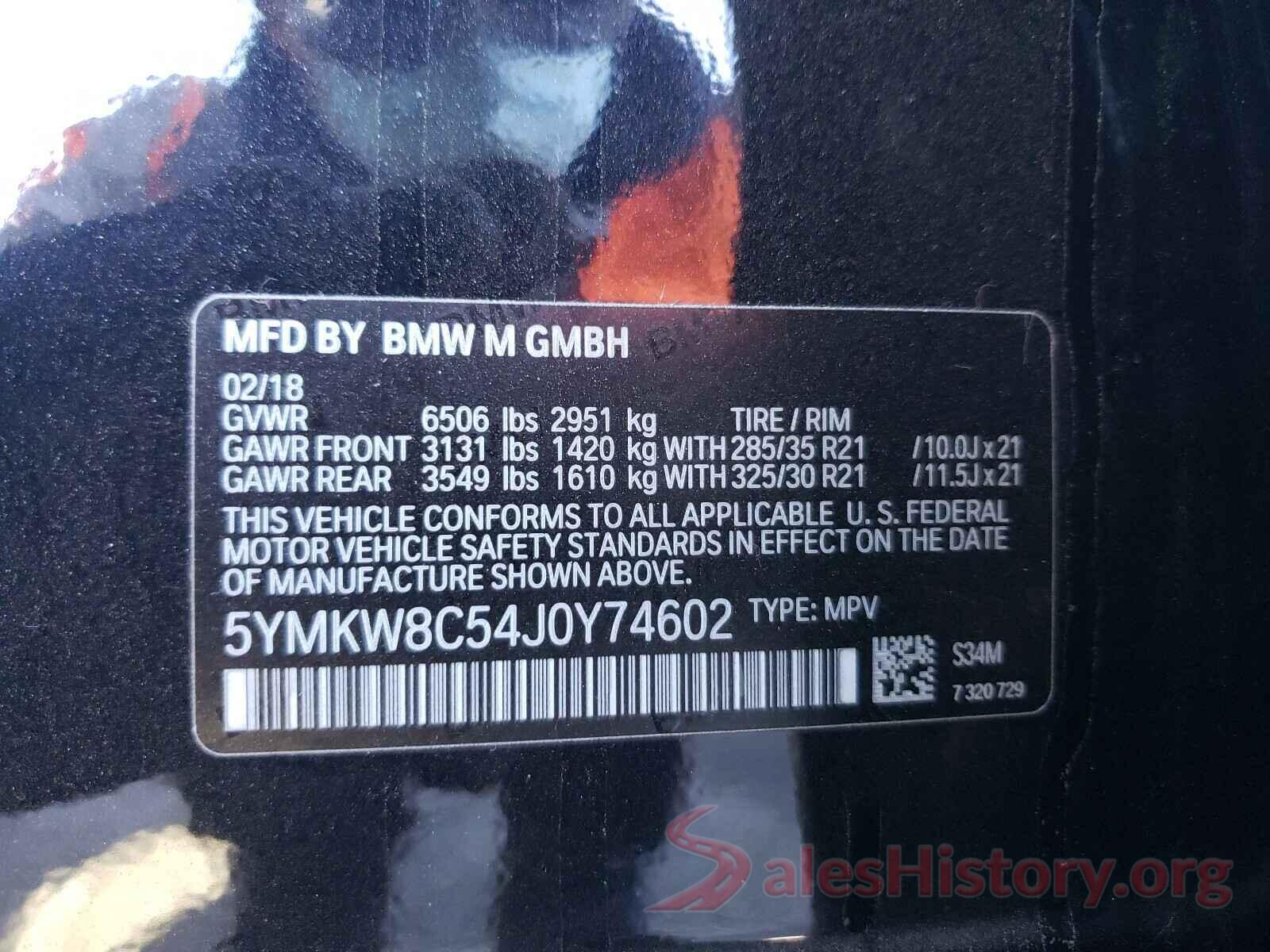 5YMKW8C54J0Y74602 2018 BMW X6