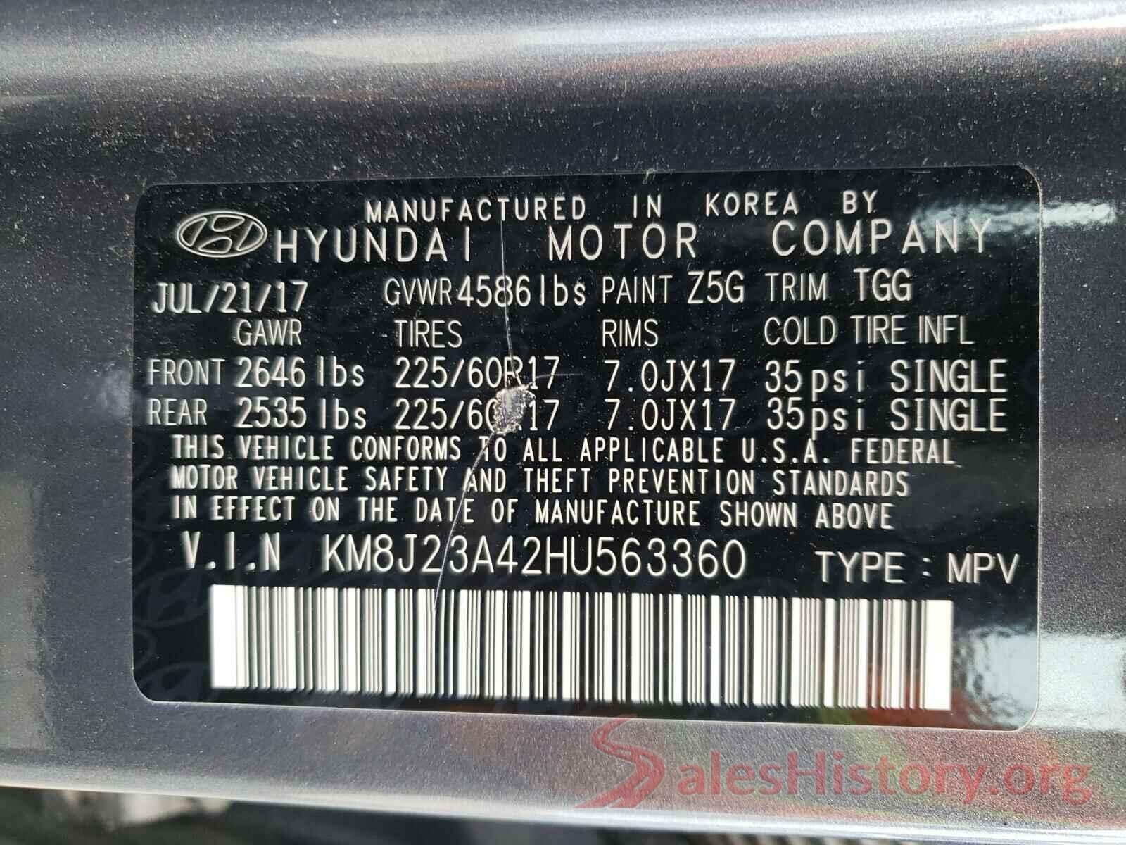 KM8J23A42HU563360 2017 HYUNDAI TUCSON