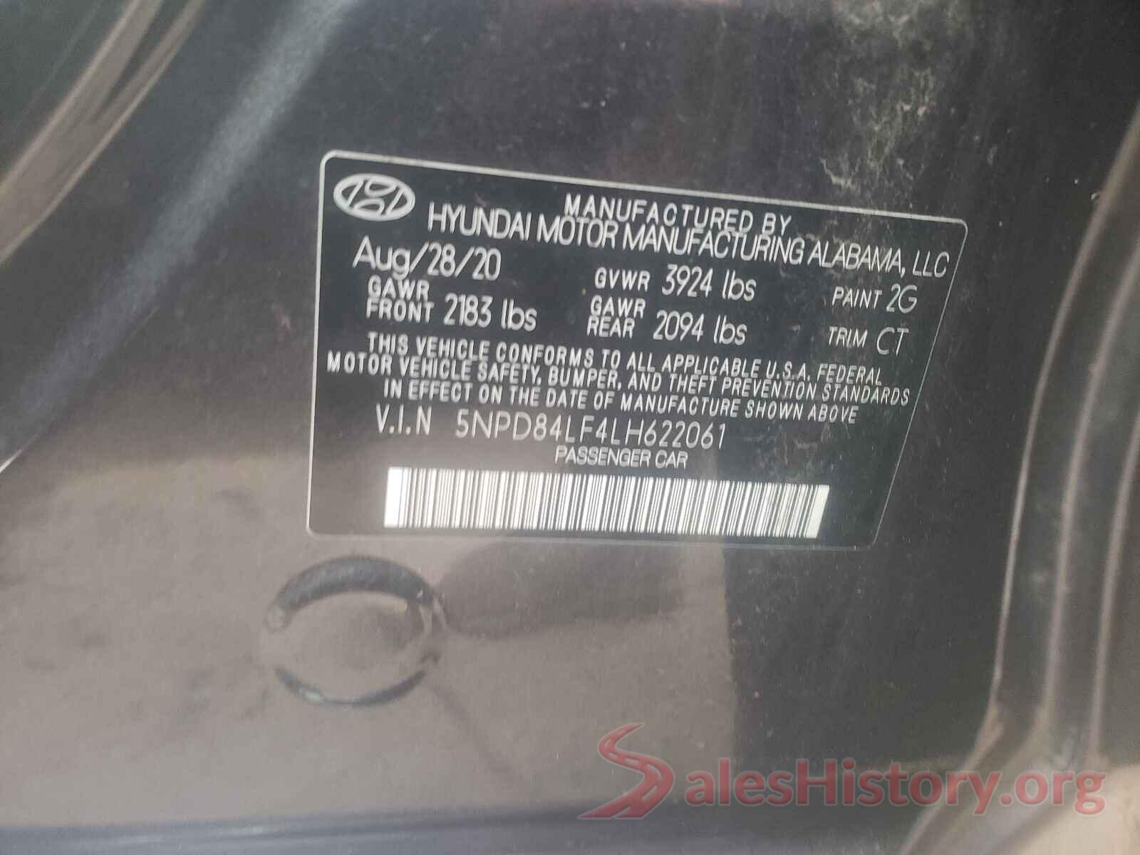 5NPD84LF4LH622061 2020 HYUNDAI ELANTRA