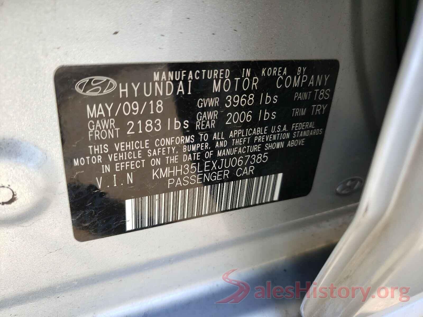 KMHH35LEXJU067385 2018 HYUNDAI ELANTRA