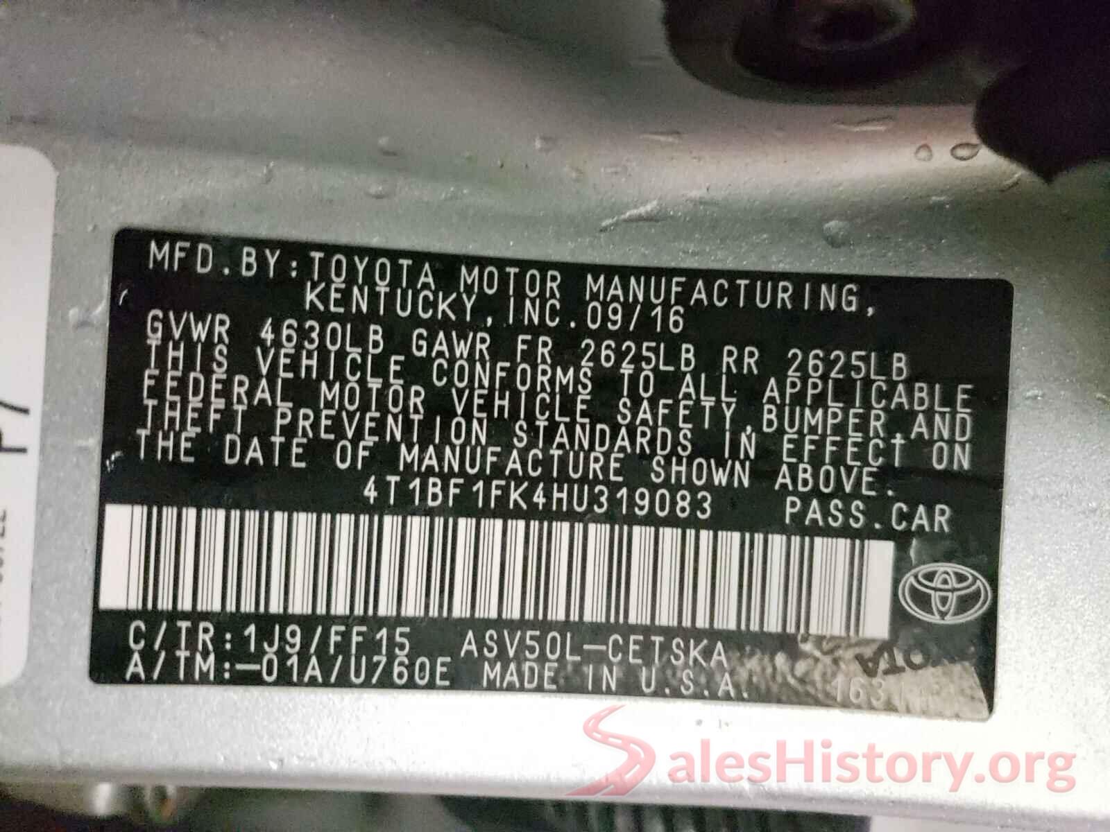 4T1BF1FK4HU319083 2017 TOYOTA CAMRY